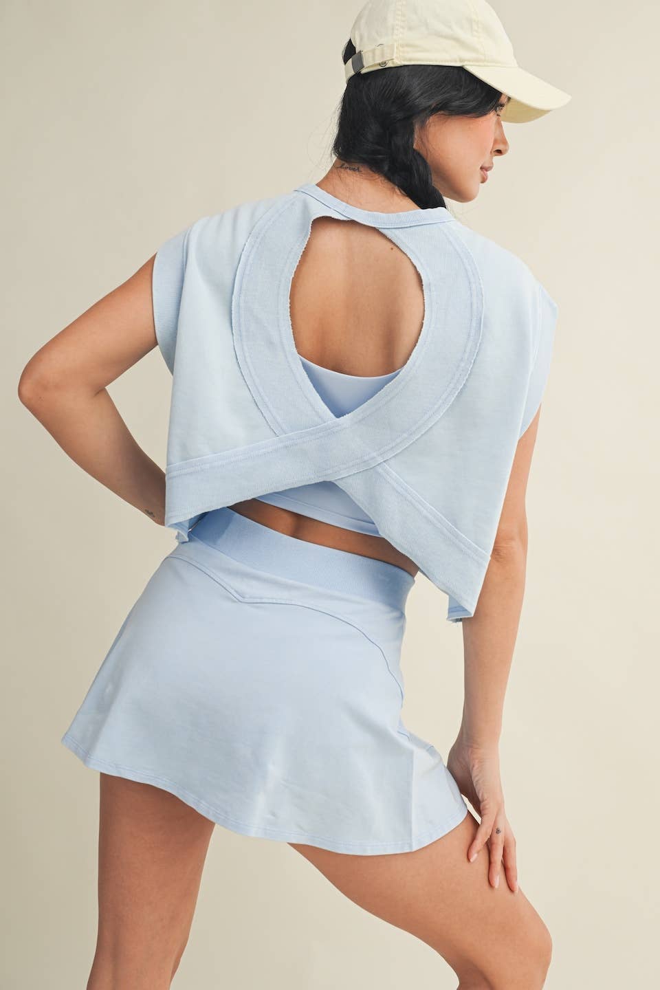 Mineral Wash Open Back Top: Pink / S