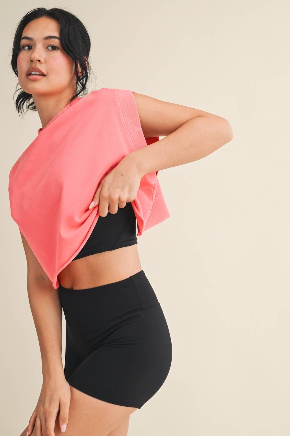 Mineral Wash Open Back Top: Blue / L