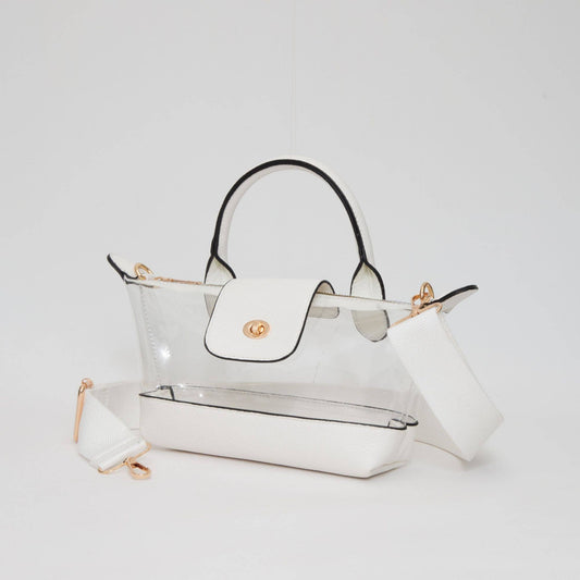 Game Day Stadium Satchel Clear Bag: White