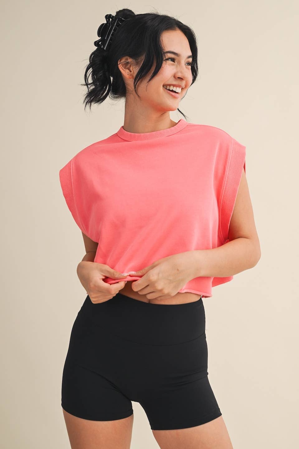 Mineral Wash Open Back Top: Blue / M
