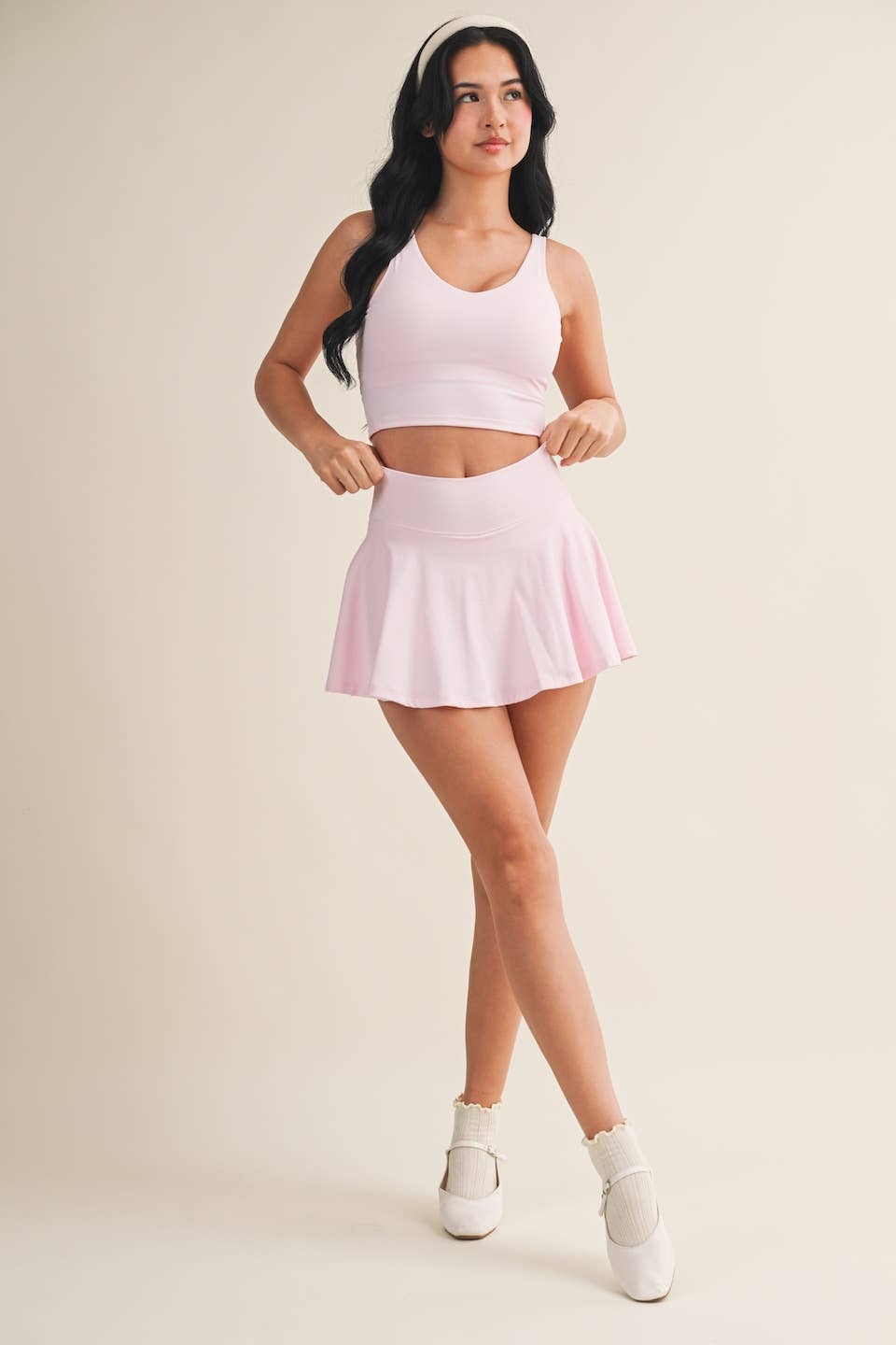 Mini Circle Skort with Bow Back Detail: White / M