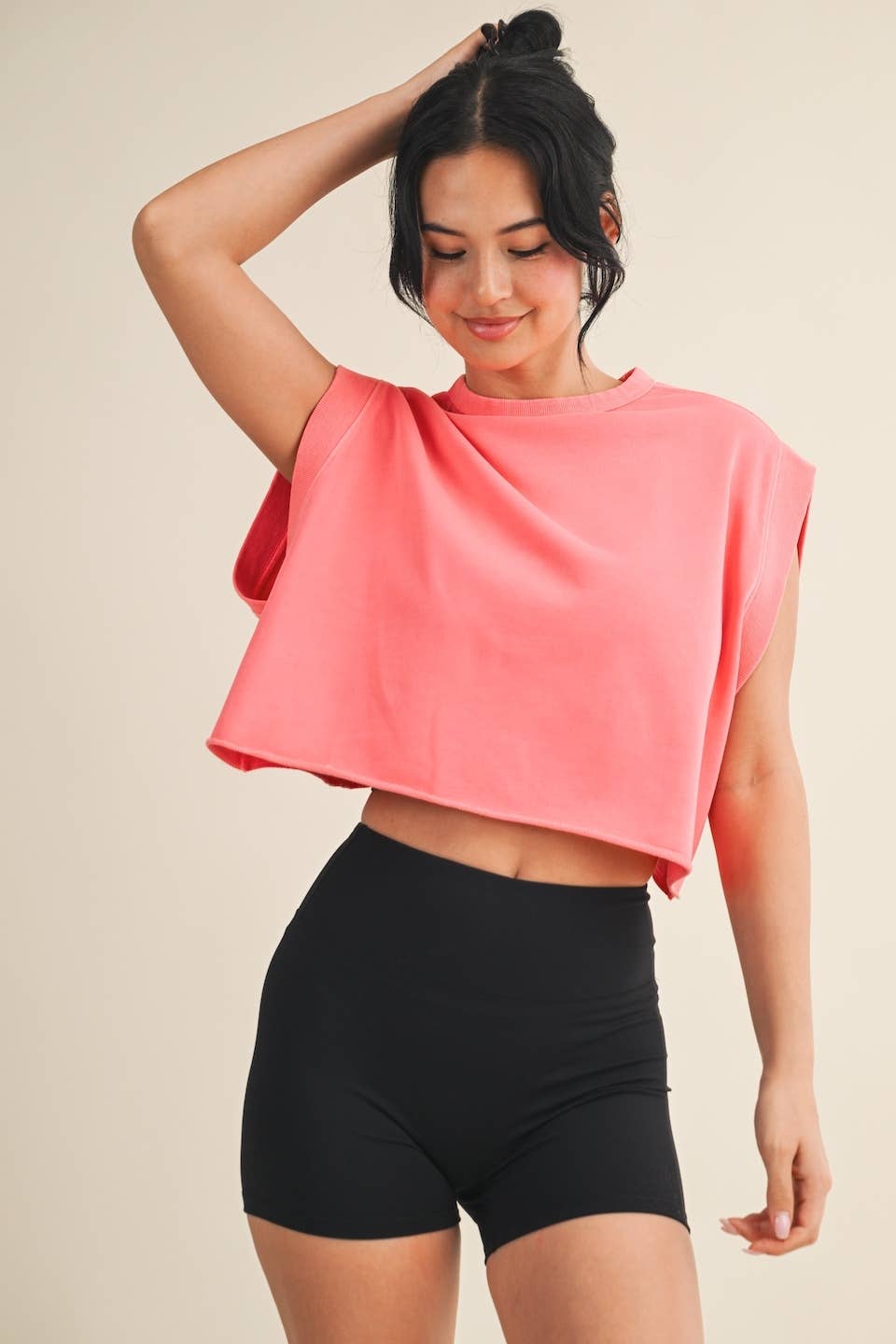 Mineral Wash Open Back Top: Blue / M