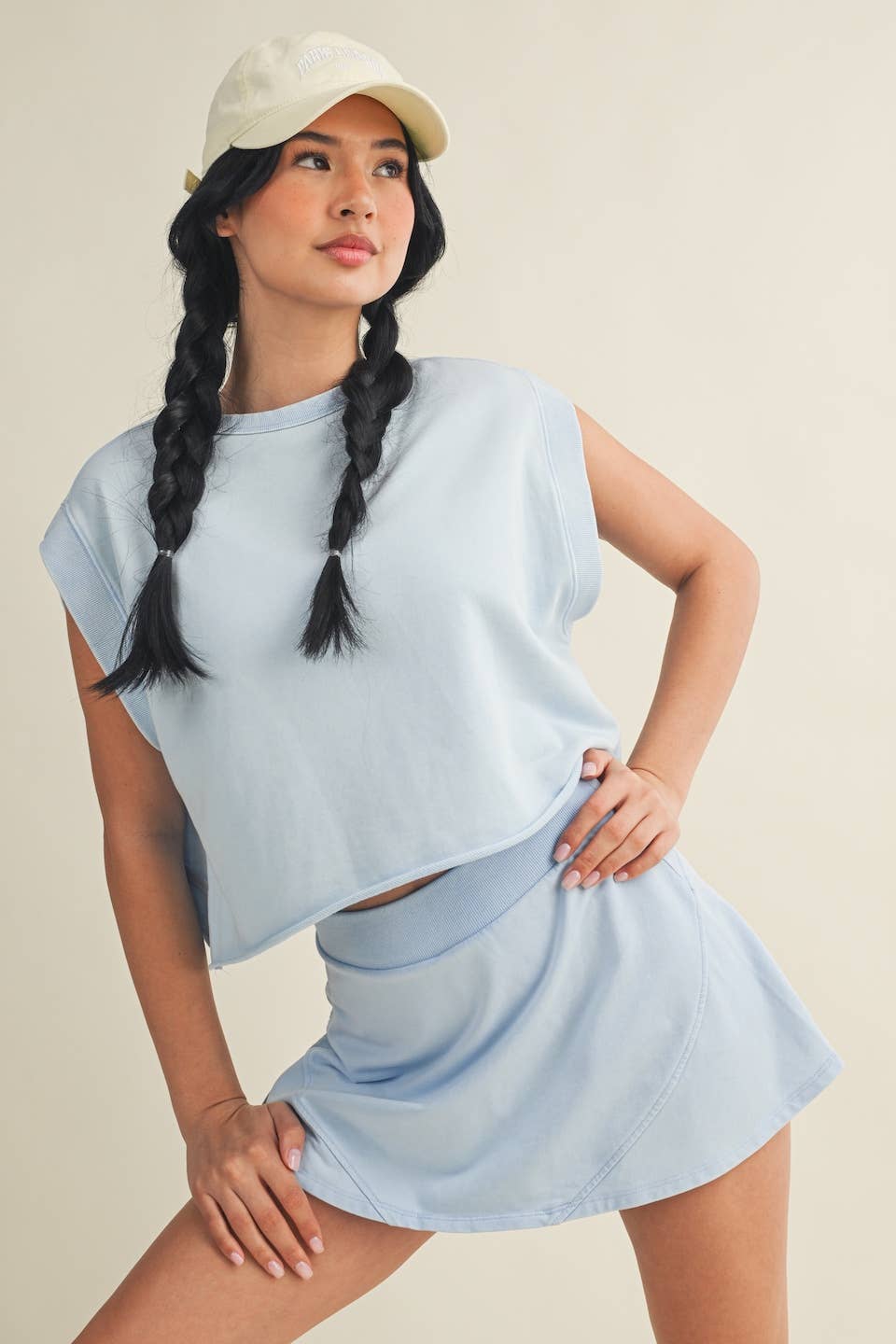 Mineral Wash Open Back Top: Pink / S