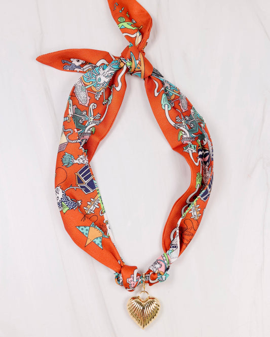 Lillie Scarf Charm Necklace ORANGE
